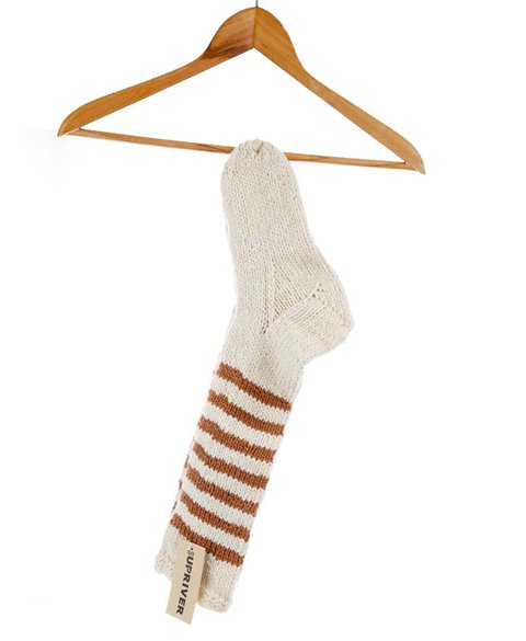 Knitted Socks – striped light brown